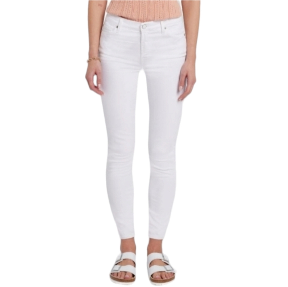 7 For All Mankind Women's The Skinny Jeans White Mid-Rise Size W29